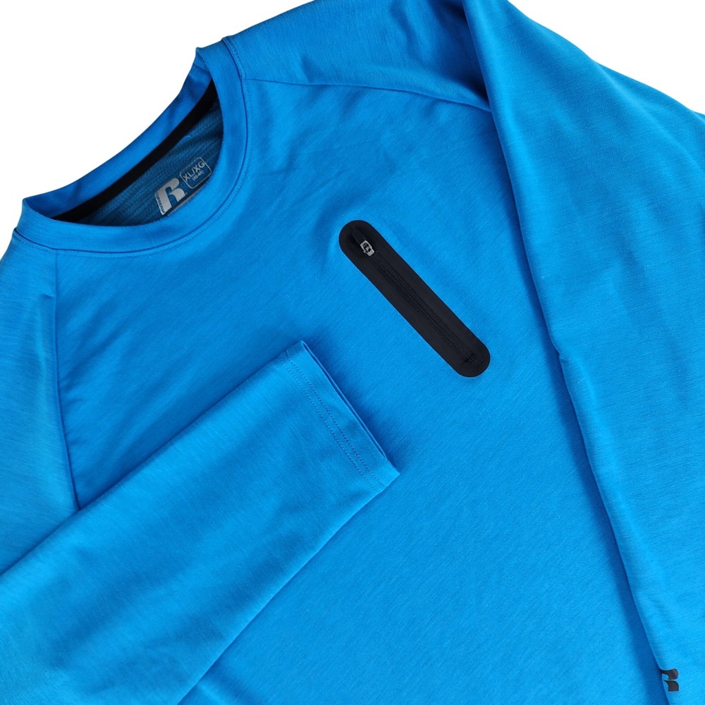 Russell Athletic Training Shirt Mens XL Blue Long Sleeve Dri-Power Performance